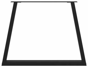 Pernas para mesa de jantar em V 3 peças, pretas, 100x(72-73,3) cm, aço