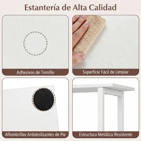 Estante de 5 prateleiras, geométrica em forma de S com estrutura metálica e sistema anti-tombamento 38 x 23 x 147 cm Branca