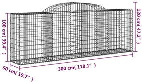 Cestos gabião arqueados 9pcs 300x50x100/120cm ferro galvanizado