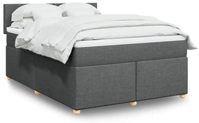 vidaXL Cama com molas/colchão 160x200 cm tecido cinzento-escuro
