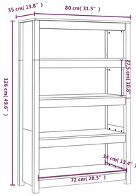 Estante 80x35x126 cm madeira de pinho maciça cinza