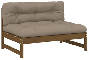 2pcs conj. lounge jardim+almofadões madeira maciça castanho-mel