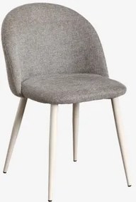 Pack De 2 Cadeiras De Jantar Estofadas E Em Aço Kana Beige Creme & Tecido Castanho Areia & Tecido - Sklum