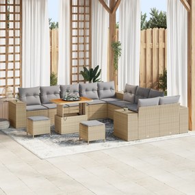 Conjunto de Sofás de Jardim vidaXL de 13 Peças com Almofadas em Rattan