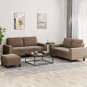 vidaXL 3 pcs conjunto de sofás tecido castanho
