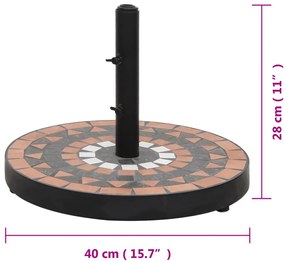 Base p/ guarda-sol redonda 12 kg terracota e branco