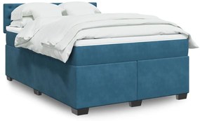 vidaXL Cama com molas/colchão 160x200 cm veludo azul