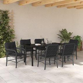 Conjunto de Jantar de Jardim com Almofadas Preto Rattan Poly