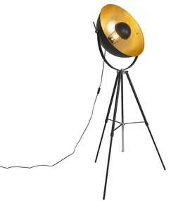 Candeeiro de pé preto com dourado 51 cm tripé ajustável - Magnax Industrial