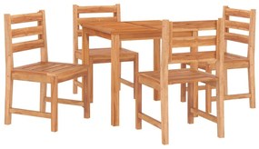 5 pcs conjunto de jantar p/ jardim madeira de teca maciça