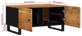 Mesa de centro 80x50x40 madeira de acácia maciça/deriv. madeira