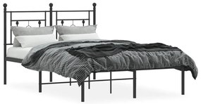 Estrutura de cama com cabeceira 120x190 cm metal preto