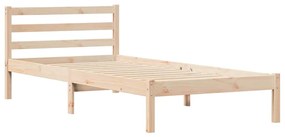Cama com Cabeceira vidaXL 100x210 cm Madeira de Pinho Sólida