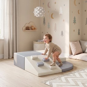 Conjunto de 4 Blocos de Espuma para Psicomotricidade, Escalar e Gatinhar, 1-3 Anos, Cinzento-claro e Bege