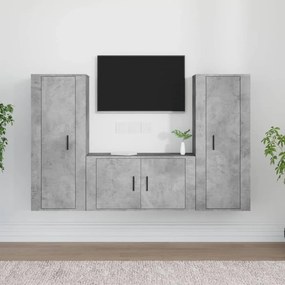 vidaXL Conjunto móveis de TV 3 pcs madeira processada cinzento cimento