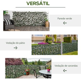 Vedação com Treliça Expansível de 2 Peças com Folhas Artificiais Parede de Folhas com Vime Decorativa 295x70 cm Verde