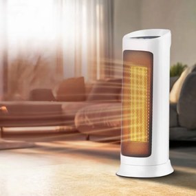 Aquecedor cerâmico 2 em 1 de 2000W, 22 x 18 x 44 cm Branco
