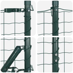 Cerca Euro com 13 postes 1,2x25 m Aço galvanizado Verde