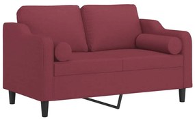 Sofá 2 lug. + almofadas decorativas 120cm tecido vermelho tinto