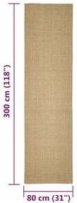 Tapete de sisal para poste arranhador 80x300 cm