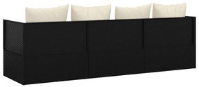 Sofá lounge de exterior com almofadões vime PE preto