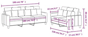 2 pcs conjunto de sofás com almofadões tecido cinza-acastanhado