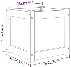 Vaso/floreira de jardim 40x40x40 cm pinho maciço castanho cera