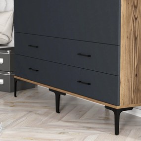 Roupeiro Kumsal TT – Nogueira/Antracite – 160x47,5x201,4 cm