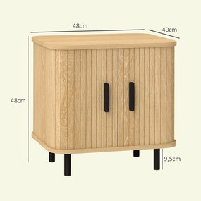 Conjunto de 2 Mesas de Cabeceira com Portas Deslizantes 2 Prateleiras e Pés em Aço Estilo Escandinavo 48x40x48 cm Madeira