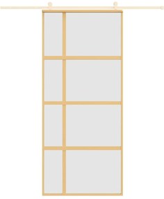 Porta deslizante 90x205 cm vidro ESG fosco/alumínio dourado