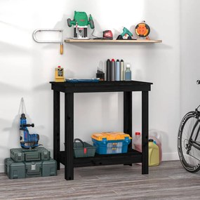 Banco de trabalho 80x50x80 cm pinho maciço preto
