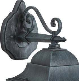 Lanterna de parede exterior vintage preta com verde antigo IP44 - Antigua Down