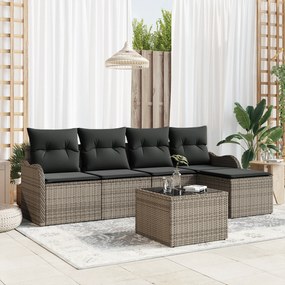 Conjunto de Sofá de 5 Peças vidaXL com Almofadas Rattan Poliéster Pret