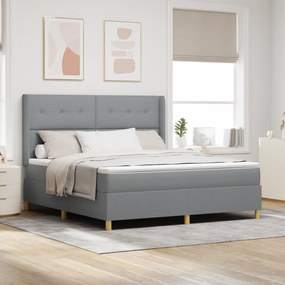Cama Box Spring vidaXL com Colchão Cinza Claro 180x200 cm Tecido