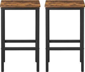 Conjunto 2 bancos de bar 40 x 30 x 65 cm castanho-preto