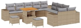 Conjunto de Sofá de Jardim vidaXL de 13 Peças com Almofadas Bege Polir