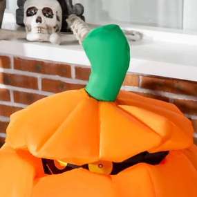 Outsunny Abóbora Insuflável de Halloween com Gato Altura 91-115cm Decoração de Halloween com Luzes LED IP44 2 Infladores para Jardim Festas Exterior 76x64x91-115cm Laranja