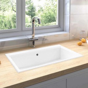 vidaXL Pia de Cozinha Branca 790x500x193 mm Granito