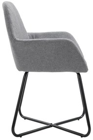 Cadeiras de jantar 4 pcs tecido cinzento-claro
