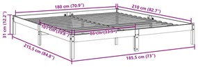 Cama extra longa sem colchão 180x210 cm madeira de pinho maciça