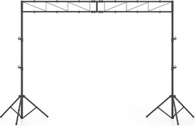 Suporte de iluminação para DJ em metal, altura ajustável em 10 níveis, 2 tripés dobráveis, 12 pontos de fixação, para montagem em concertos, palcos e