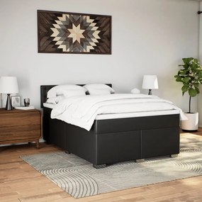 Cama com Molas/Colchão e Luzes Led - 160x200 cm - Couro Artificial Pre