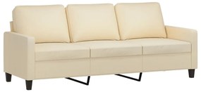 3 pcs conjunto de sofás com almofadões tecido cor creme