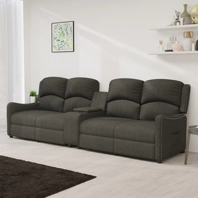 vidaXL Sofá reclinável 4 lugares c/ suportes copos tecido cinza-escuro