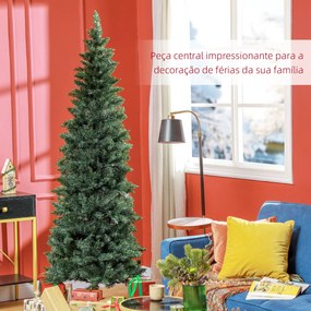 Árvore de Natal Tipo Lápis 210 cm com Base Dobrável e 687 Ramos para  Escritório Verde