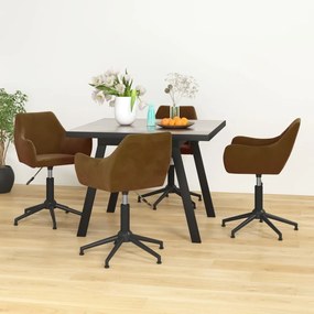 vidaXL Cadeiras de jantar giratórias 4 pcs veludo castanho