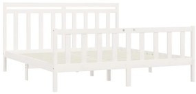 Estrutura de cama 200x200 cm madeira de pinho maciça branco