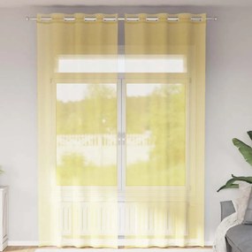 vidaXL Cortinas de voile com ilhós 2 pcs amarelo