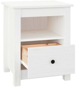 Mesa de cabeceira 40x35x49 cm madeira de pinho maciça branco