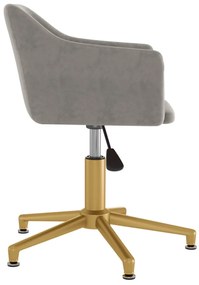 Cadeiras de jantar giratórias 2 pcs veludo cinzento-claro